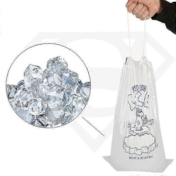 100 STK. Plastik Isposer 8 lb 28 x 46 cm Snørelukning Holdbar Is-pose Opbevaring