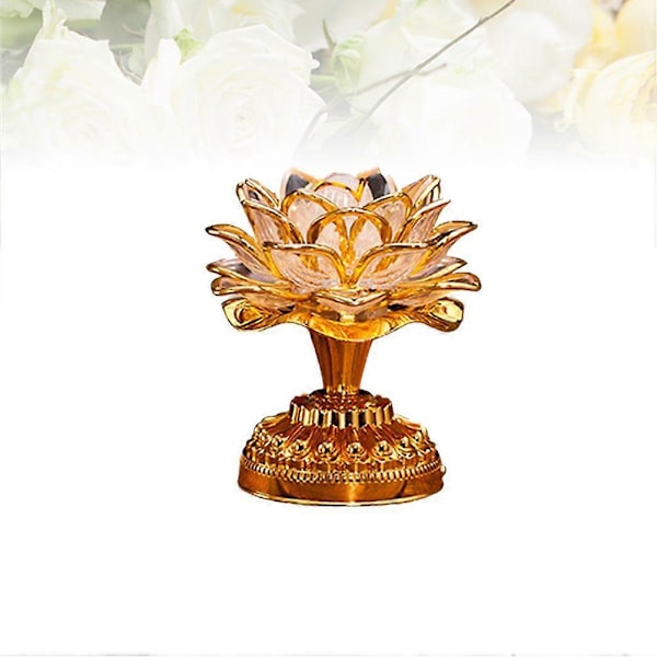 Farverig LED Lotus Buddhistisk Lampe Bærbar Buddha Lotus Lys Buddhistiske Forsyninger uden Batteri (Gylden Uden Buddhistisk Sang)