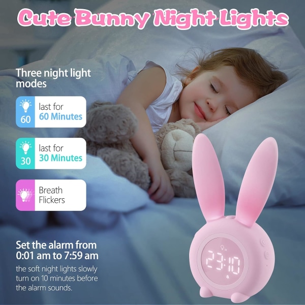 *Kids Alarm Clock,Cute Rabbit Shape Induction Morning Alarm Clock*