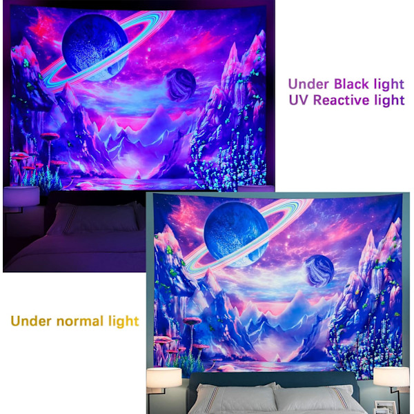 UV-reaktiv galaxrymdväv psykedelisk neonlampa säng