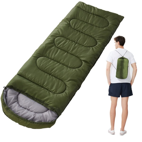 #Bärbar sovsäck - Army Green - Camping - Kompakt och andas#