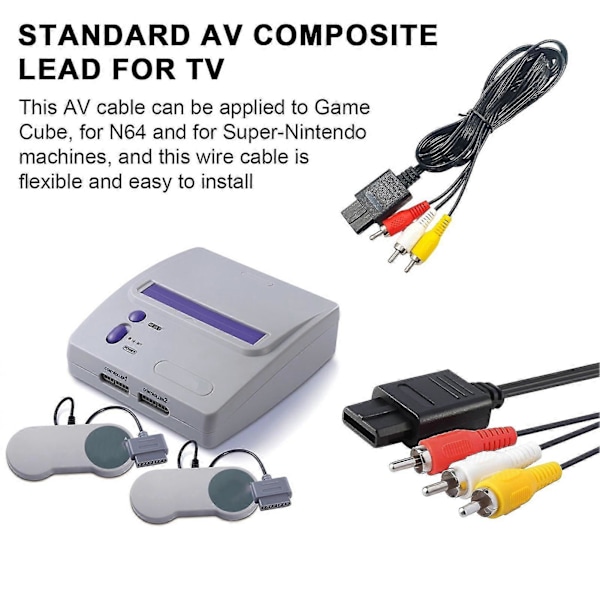 Audio Line HD-kompatibel Stabil Utgang Flerbruks Forbedre Spillopplevelse Spillkonsoll AV-kabel for N64/for Game Cube/for Super-Nintendo