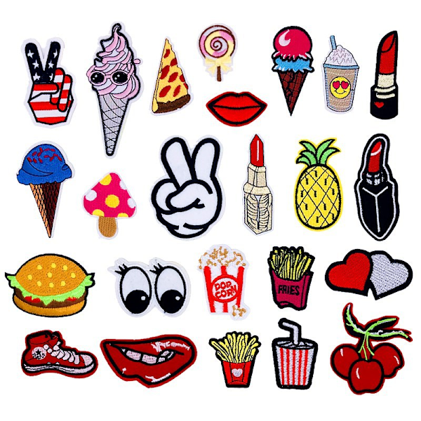 /#/24 stykker broderede stofpatches/#/