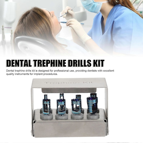8 stk. Dental Trepanbor Sæt Tandlæge Implantat Instrumenter Værktøj Trepanbor med Holder 3 til 10 mm