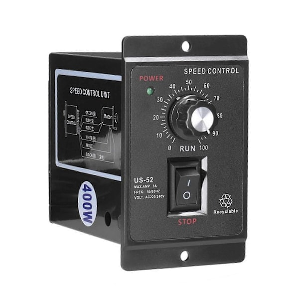 US-52 Enkeltfaset AC Mikromotor Hastighedsregulator 400W AC220V 50/60Hz Sort