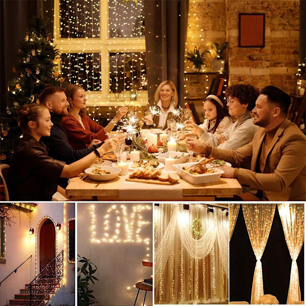 #LED lysgardin, innendørs lysgardin, fe lysgardin, 8 lysmoduser, energieffektivitet A+++#