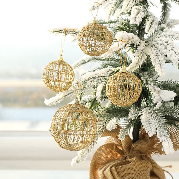 #Juletræspynt guld kugle ornament 8 cm/3 stk#