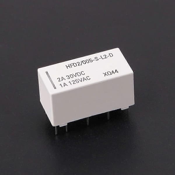 5V Spole Bistabil Låsrelä DPDT 2A 30VDC 1A 125VAC HFD2/005-S-L2-D Relä