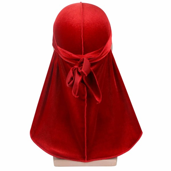 #(Rød) Fløjl Bandana med ekstra lang hale og brede stropper#