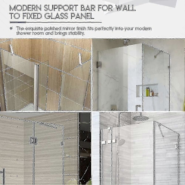 40 cm rustfri stål rammeløs brusekabinedør fast panel væg til glas støttestang til 6 mm 8 mm 10 mm tykt glas A175-Nyttig