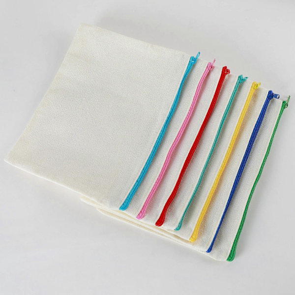 12 kpl Tyhjiä DIY-kasseja Kangaskynäkotelo Tyhjiä meikkipusseja - Kangaskynäpussi Irtotavarana Kangas Kosmetiikkalaukku Monikäyttöinen Matka-wc-laukku 21 x 12,7 cm