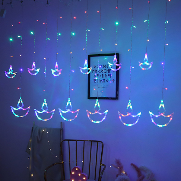 *Ljus LED-gardin 2,5 m ljusslinga för bröllop, jul, B*