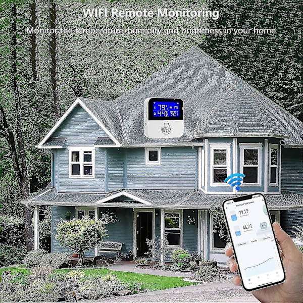 Wifi Hygrometer Termometer Sensor Med Extern Sond, Trådlös Digital Temperatur- och Fuktighetsmätare Realtidssynkronisering, Med Bakgrundsbelyst LCD, Summer