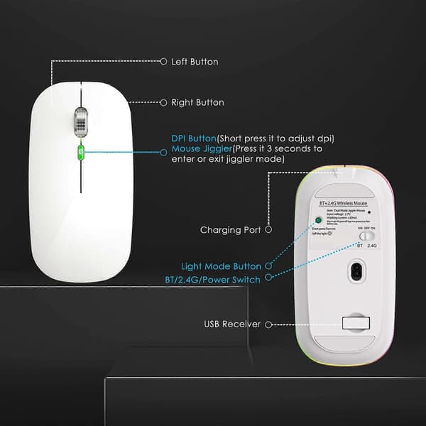 Muse Jiggler Anti-Hibernate Auto-Move Cursor Virtuel Trådløs Bluetooth-mus Forhindrer Computer Låseskærm Mover A