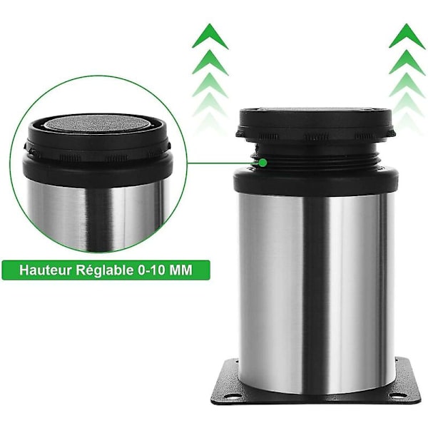 8 kpl 80 mm korkeussäädettävät huonekalujalat, pyöreät harjatut