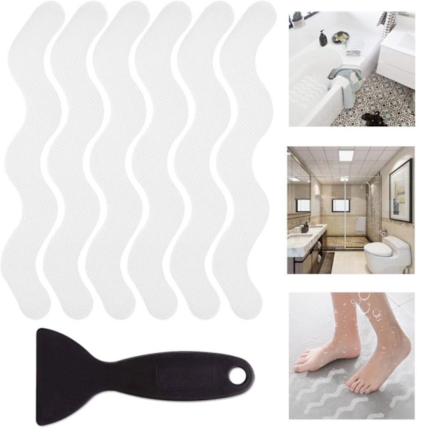#Gulvbeskyttelsesmåtte med anti-slip strimler til badekar og brusebad sæt af 36#