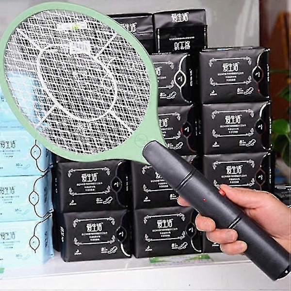 Elektrisk myggsmälla batteridriven trelagers säkerhetsnät elektronisk myggdödare flugsmälla (blå)