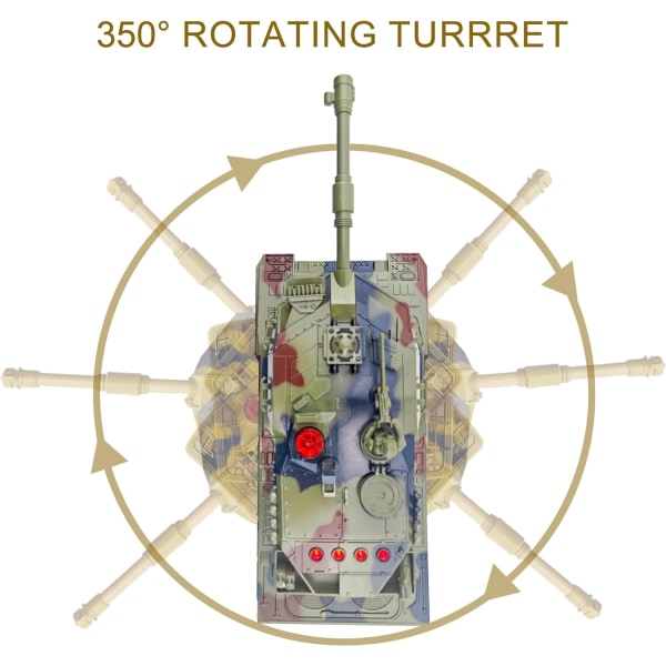 #Radiostyrd Tank för Pojkar Armétank Rök Ljus & Ljud#