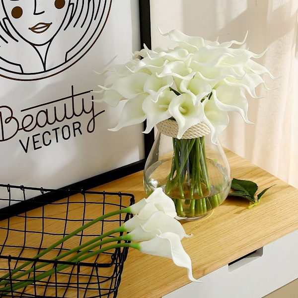 Kunstig Latex Blomsterbuket, 20 Calla Liljer, Realistisk Følelse