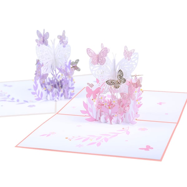 1 stk Valentinsdag tredimensionelt lykønskningskort butterf