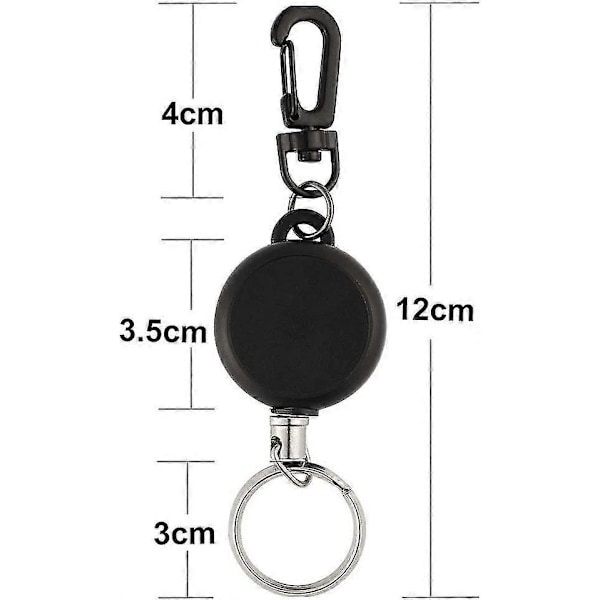 Kraftig Uttrekkbar Nøkkelring Badge Reel Klips (svart) (2 stk)