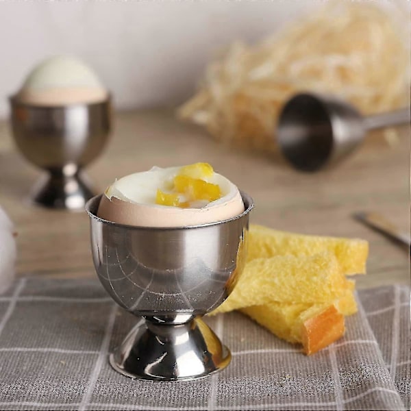 Eggeglass Sett For Harde Myke Kokte Egg Rustfritt Stål Eggebrett Holder Kjøkkenverktøy - 4 stk
