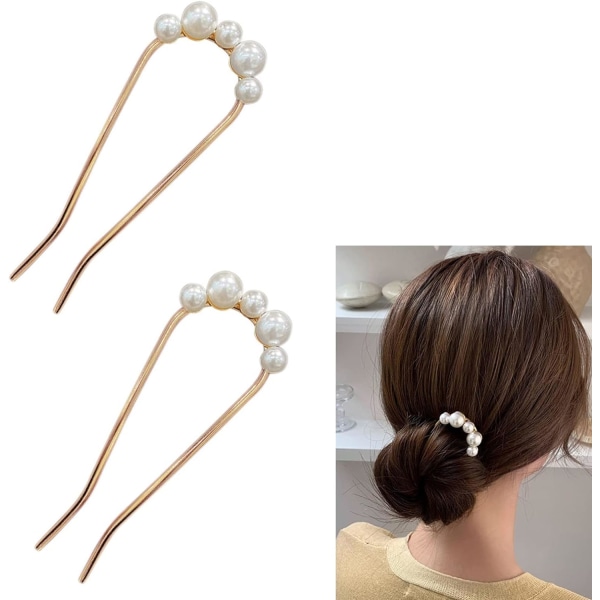 2 Pcs Hairpins for Women, U Shape Hairpin, Bun Pin, Metal Hairpi