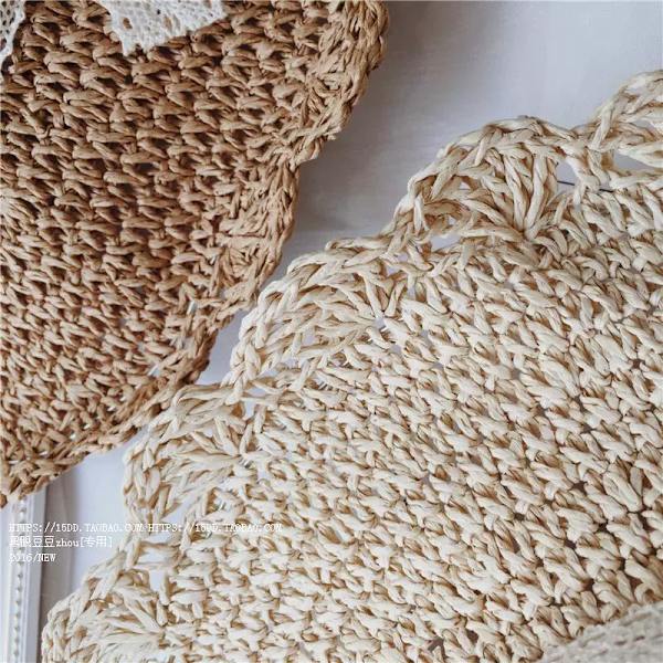 Laaja reunallinen pehmeä taittuva pitsi-jousi-olkihattu (Beige), UV-suoja