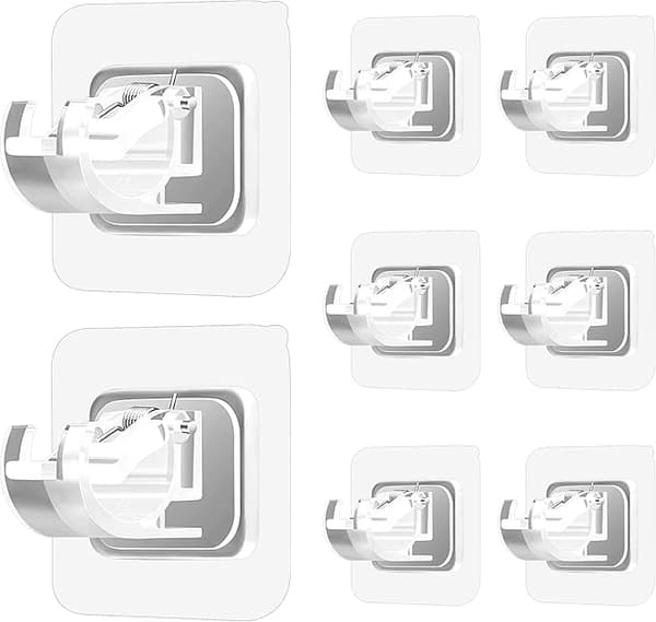 #8 stk. Borfri Gardinstangs Holder Selvklæbende Gardinstangs Holder Krog N#