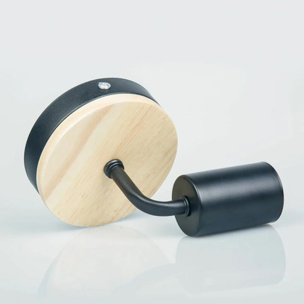 Svart vegglampe E27 LED Jern og tre vegglampe for barnerom
