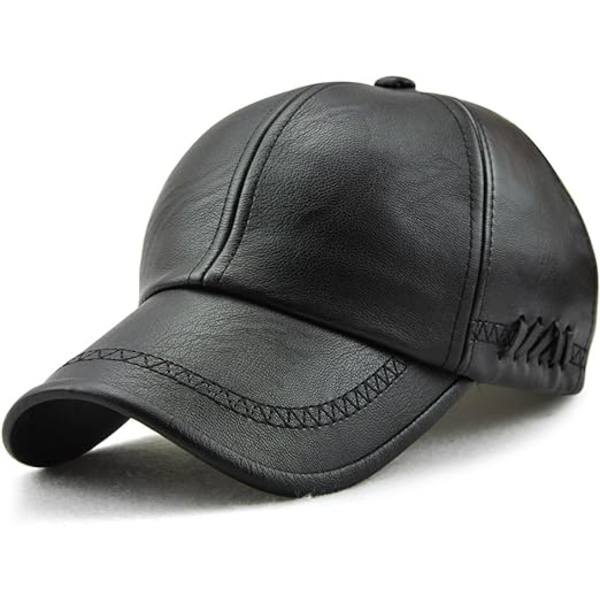 #Mænds Læder Baseball Cap Justerbar Kasket Sports Hat Hat Bonnet Flat Cap#