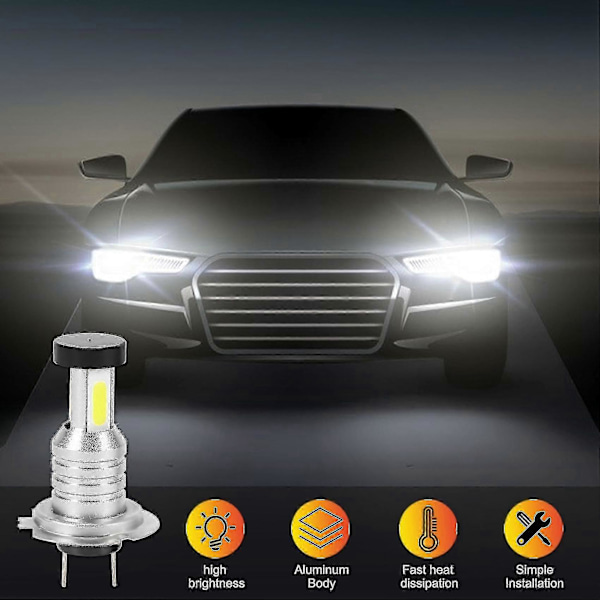 2x H7 LED Strålkastarlampa Kit Helljus Halvljus 100w 30000lm 6000k Vit