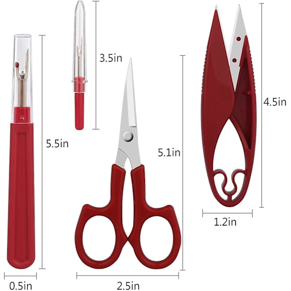 Sprettekniv for søm, høykvalitets stingfjerner og trådkutter med 2 store + 2 små sprettkniver, 1 pakke trådklippere, 1 pakke 5-saks
