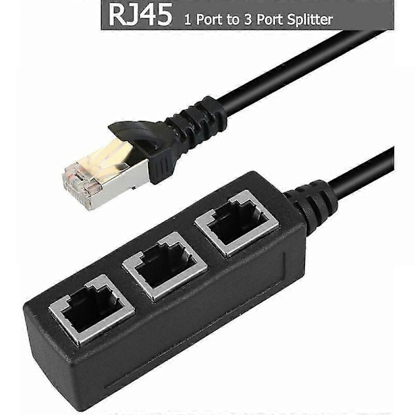 Rj45 Ethernet 1 til 3 Port Splitter Kabelnettverk med Cat5, Cat5e, Cat6, Cat7 Adapter Socket
