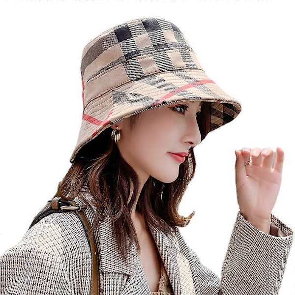 Lattice Tatar Dame Bucket Hat Retro Krøllet Fisker Solhat