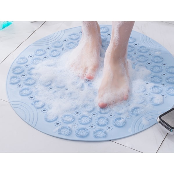 (Blå, 30 x 30 cm) PVC Rund Massage Badmatta Halksäker Duschmatta