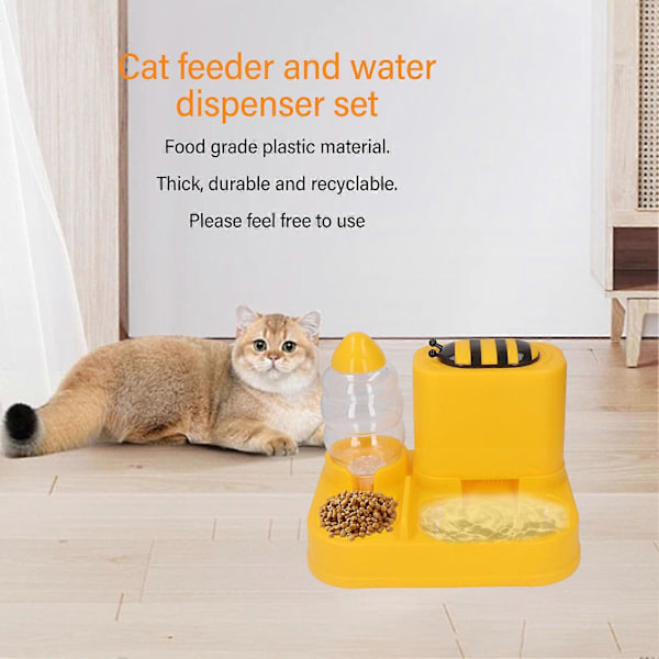 2 i 1 Automatisk Husdjursmatare och Vattendispenser Stor Kapacitet Torr Våt Separation Hund Katt Gravitationsmat och Vattendispenser Set