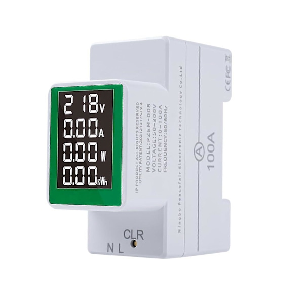 Elmätare, PZEM-008 Amperemeter AC50-300V/100A Digital Display Spänningstestare Wattmätare med Bakgrundsbelysning