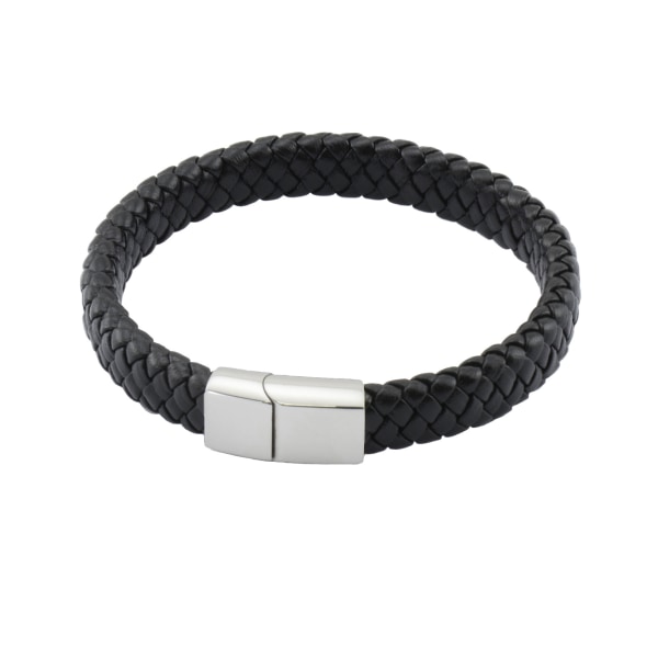 #2 Svart flettet lær armbånd#