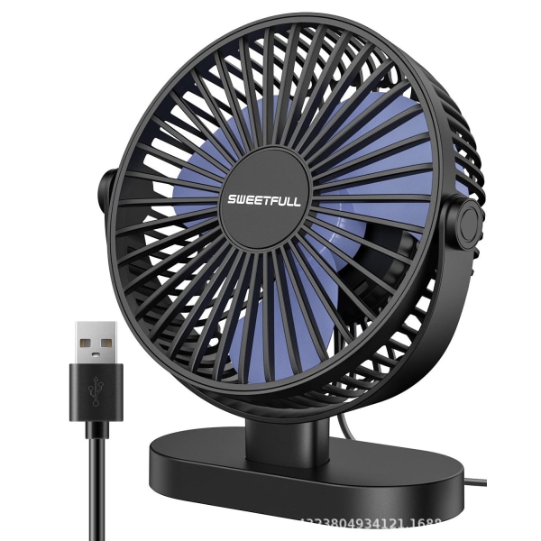 /#/6.4" Mini USB Desk Fan (Black), Quiet Portable Desk Fan, 360° Adj/#/