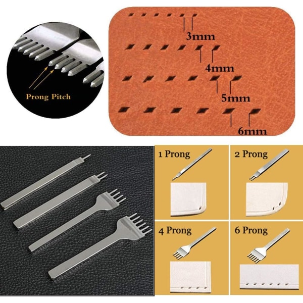 Hullemaskine Sæt 4 Læderklo-stans + 1 Sporklinge 5 tommer