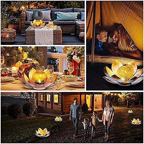 *2 stk. Koding Solar LED Lanterne Utendørs Hage Metall Lotus med*