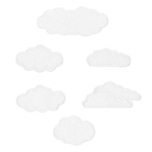 6 stk. Skyformede lapper Selvklebende broderte kleslapper Dekorative lapper