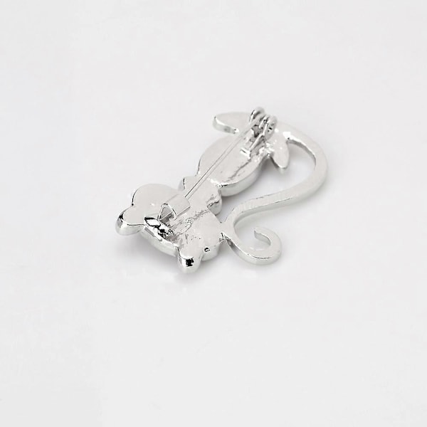 Kattbroschnålar för Kvinnor Mode Halsduksspänne Legering Rhinestone Djurbrosch 3,7*2,6cm grön silver