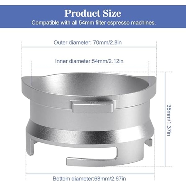 Aluminium Dosering Ring Espresso Dosering Ring 54MM Kaffe Dosering Tragt