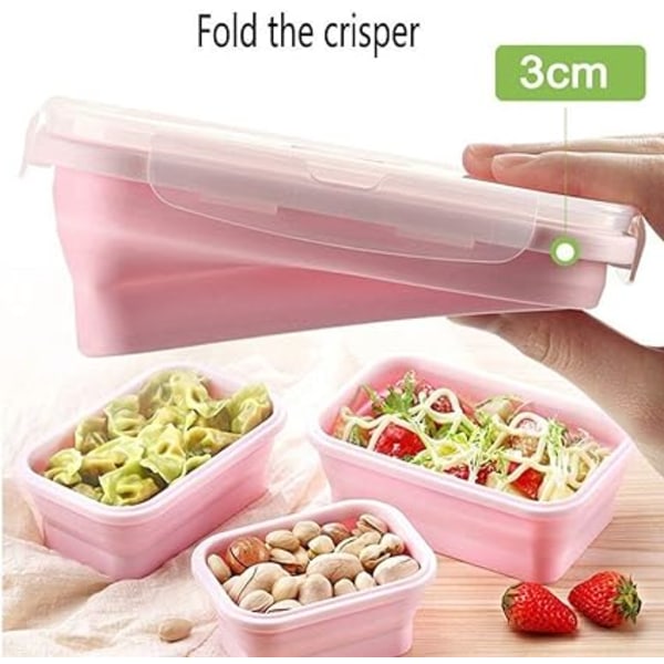 (1st) Lunchbox i silikon Bärbar hopfällbar hopfällbar matförvaring