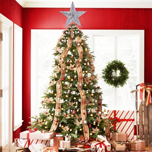 *15cm Sølv Stjernegran Elegant Glitrende Juletre Stjerne Chris*