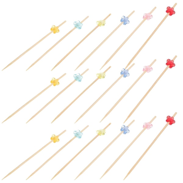 100 stk Cocktailpinner Blomst Bambus Cupcakepinner Frukt Sandwich Tannpirker Dekorasjoner