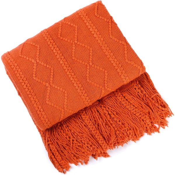 /#/Sofa blanket available all year round - Orange 130 * 230 cm knitt/#/