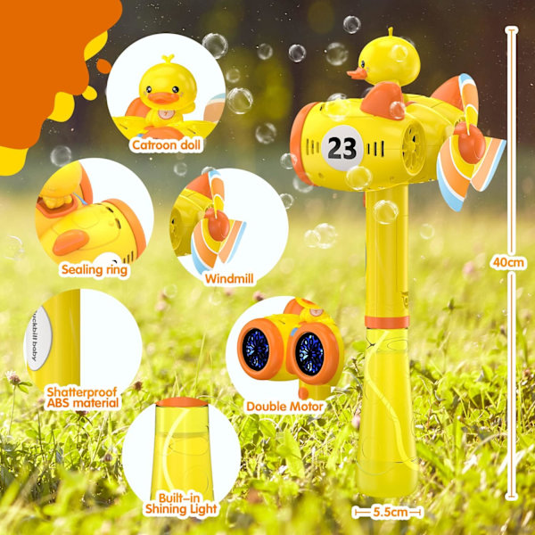 Bubbelpistol, 20 Hål Bubbelmaskin med Ljus Bubbelvätska